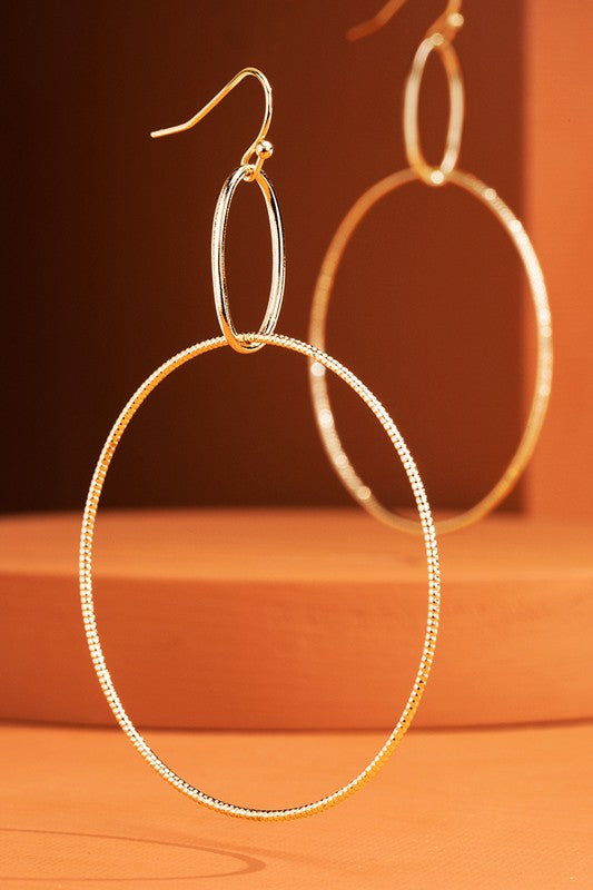 Brass Metal Ring Hook Earrings
