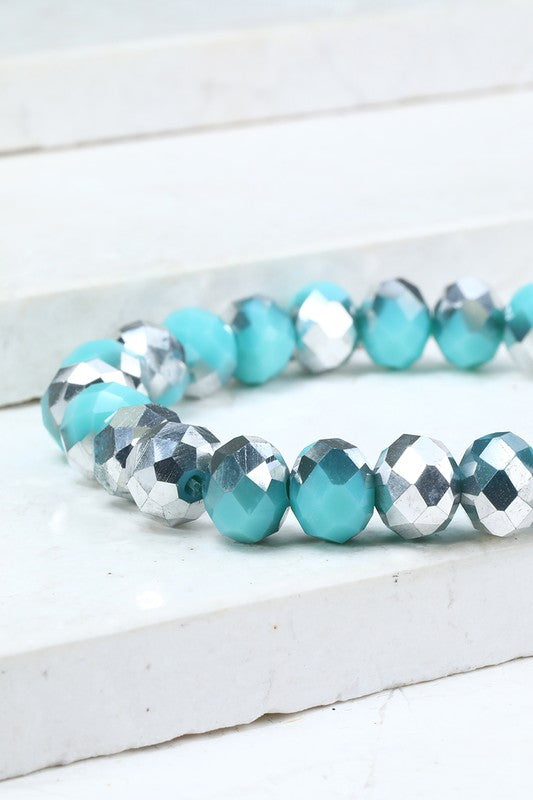 This is a photo of a Crystal Bead Bracelet in AB turquoise.