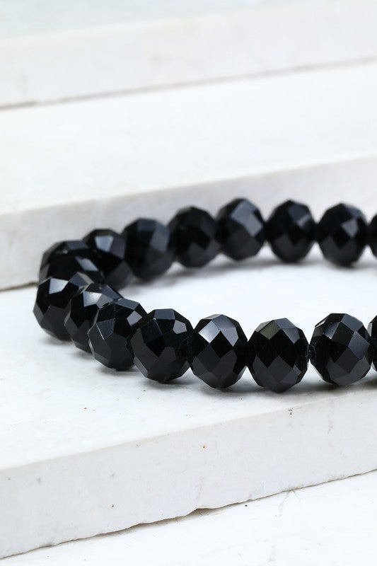 This is a photo of a Crystal Bead Bracelet in black.