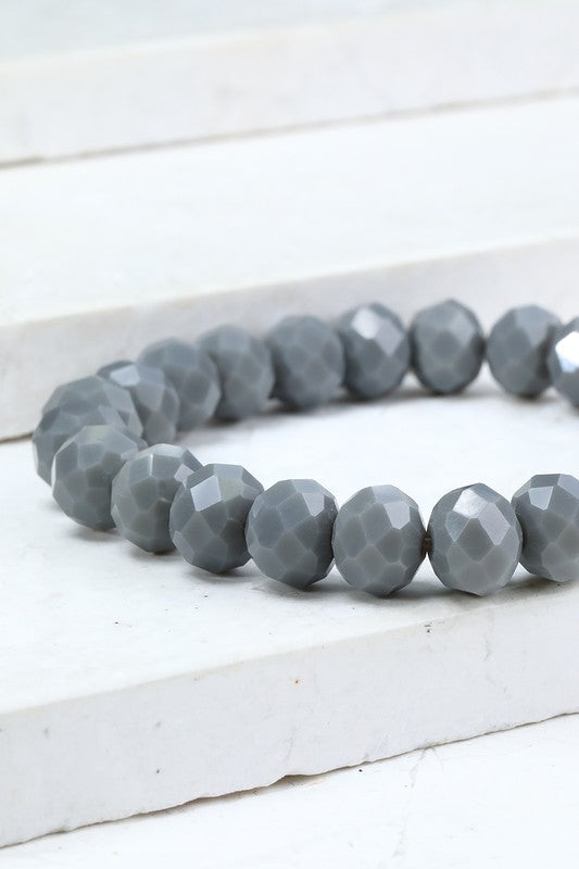 This is a photo of a Crystal Bead Bracelet in gray.