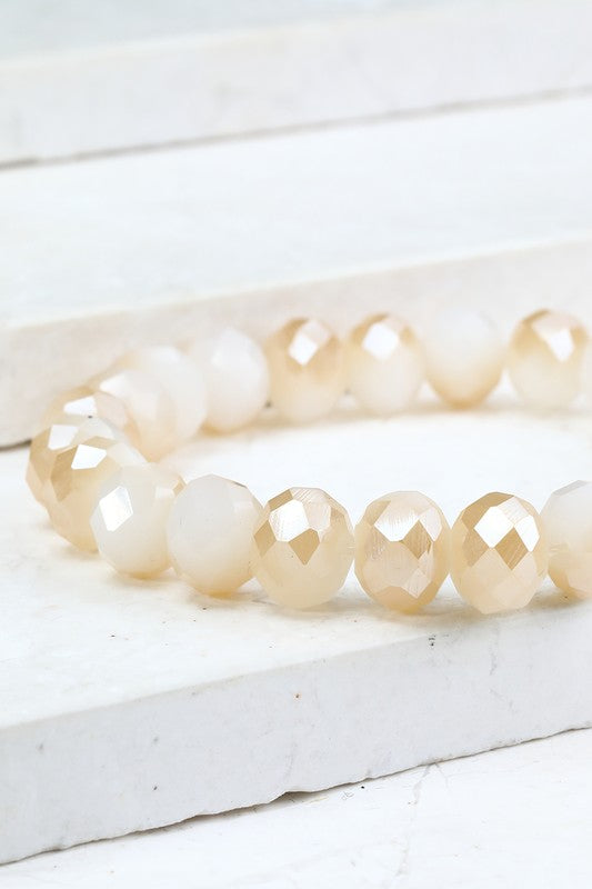 This is a photo of a Crystal Bead Bracelet in opal nude.