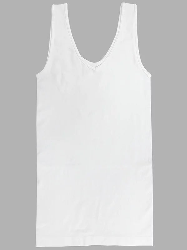 This photo shows the Reversible Tank top in white.